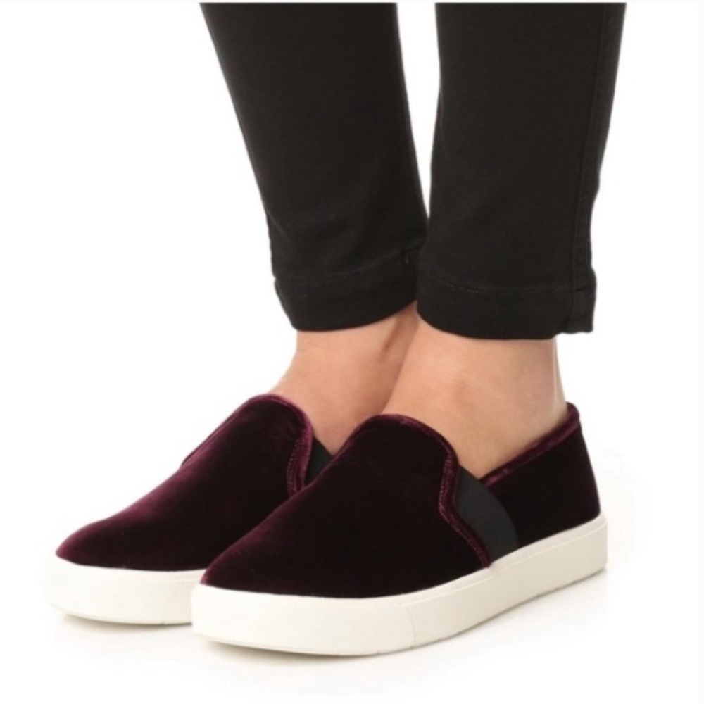 Vince Blair Velvet Slip-On Sneakers in Oxblood Size 8.5